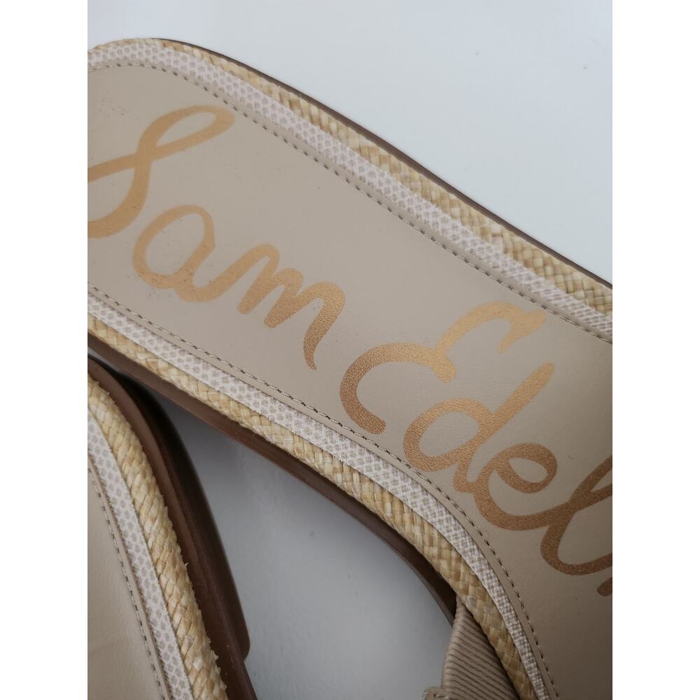 Sam Edelman Beige Woven Slide Sandals with White Trim - Picture 3 of 7